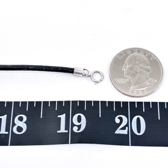 Vintage Sterling Silver 925 Orange Agate Point Pendant Necklace 19.5" - Picture 3 of 4